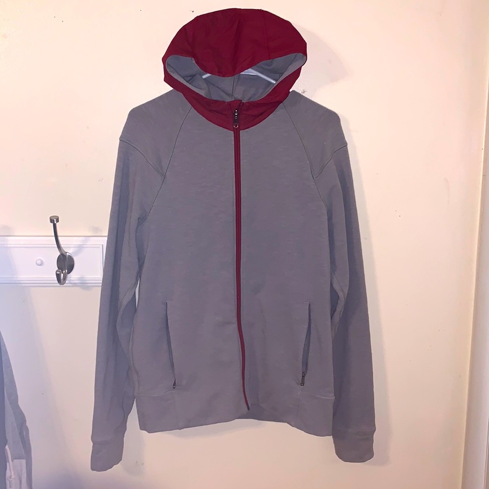 Lululemon hoodie/sweatshirt grey with maroon accents size Small.